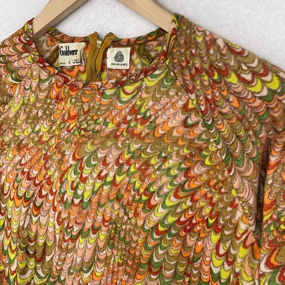 GOLDWORM Sweater Womens 8 Virgin Merino Wool Mod Retro Orange Italy VTG - Picture 8 of 16